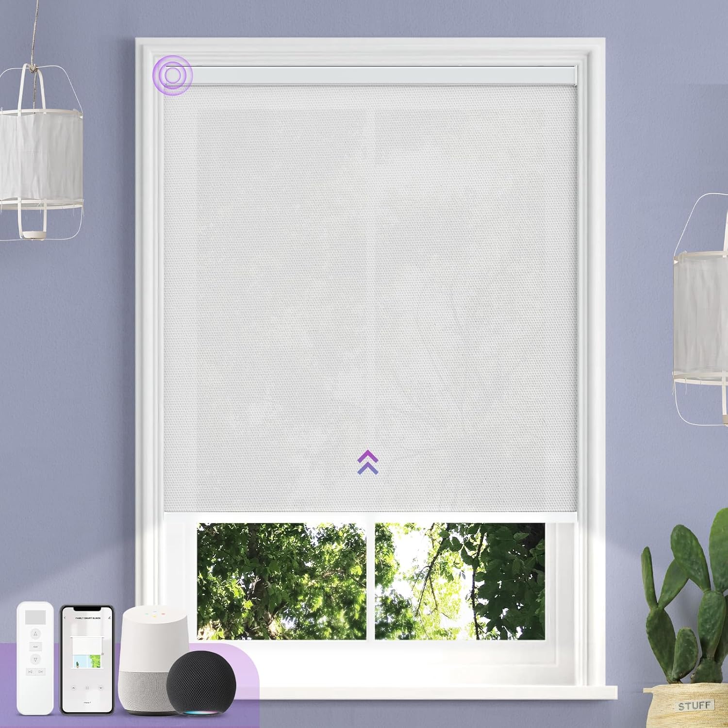 Smart Blackout Roller Shades - Motorized & Voice Controlled (Custom Sizes)