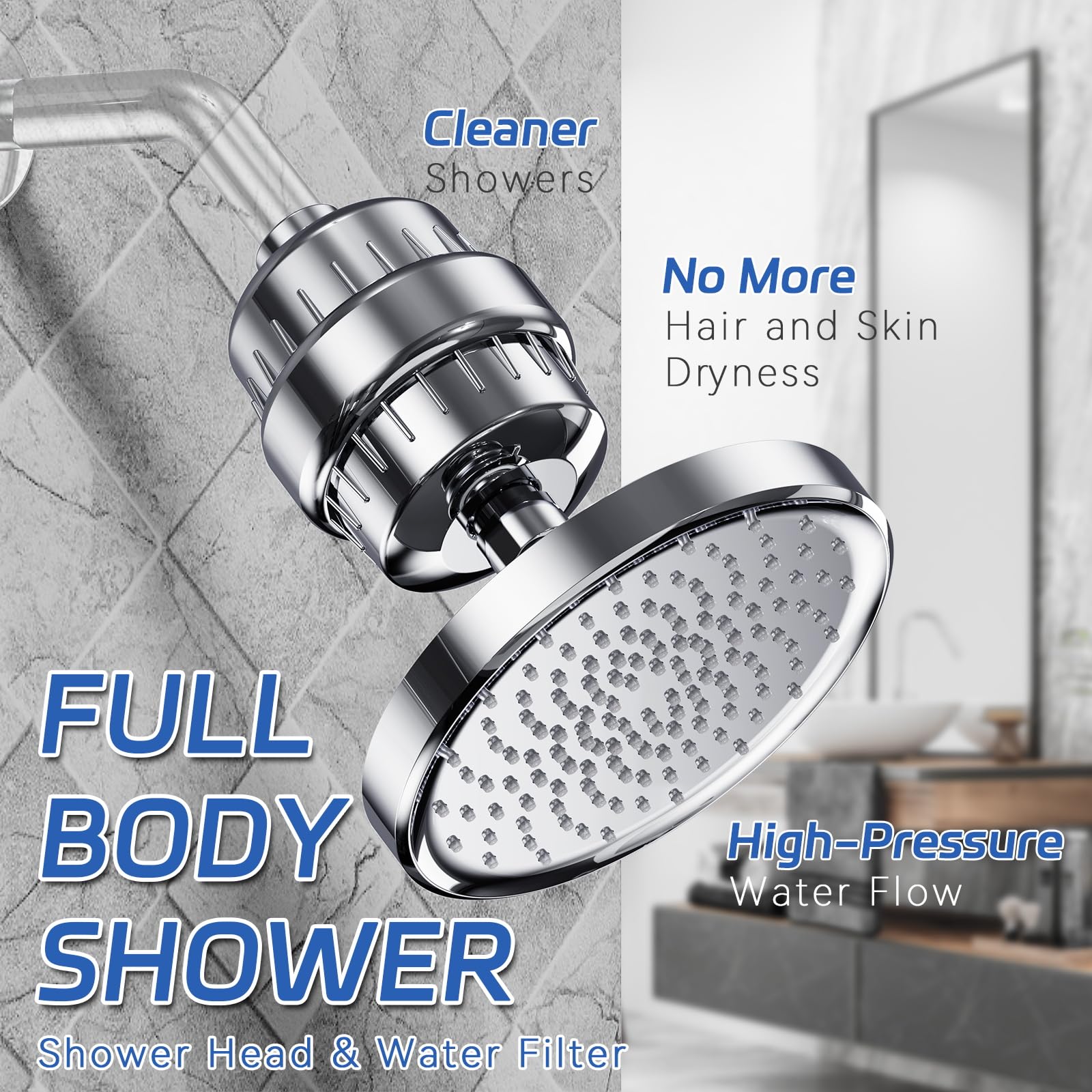 Filtered Shower Head with Water Softener Cartridges