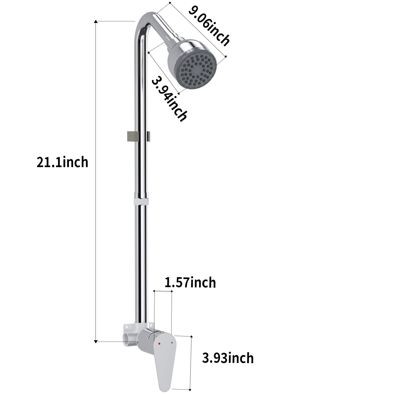 3-inch Outdoor Shower Kit with Chrome/Brushed/Black Electroplated Finish