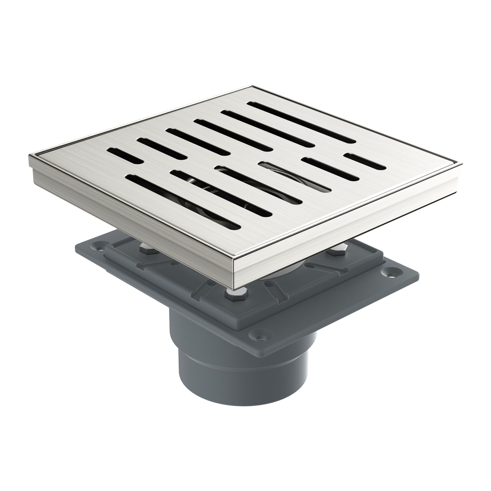 12 Inches Shower Drain with Removable Strainers,PVC Shower Drain Base for Bathroom Floor Drain,Brushed Nickel Stainless Finished