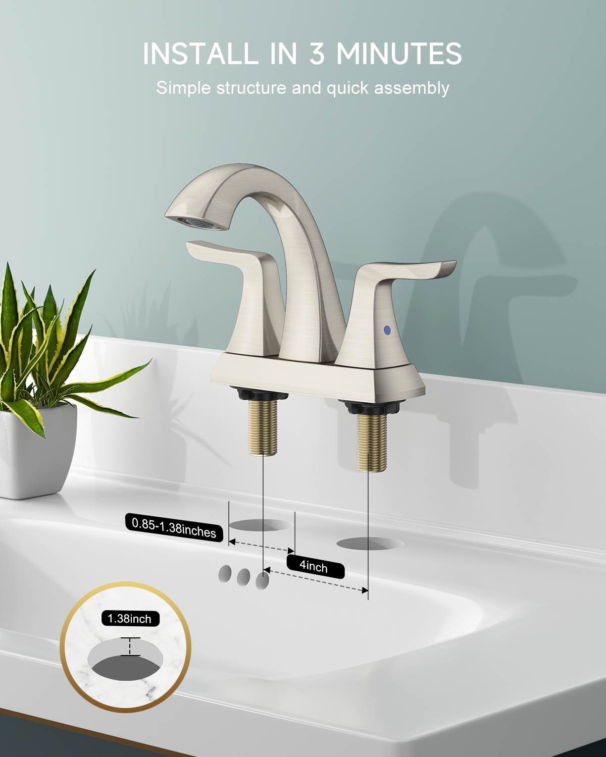 4 Inch Two-handle Bathroom Basin Faucet