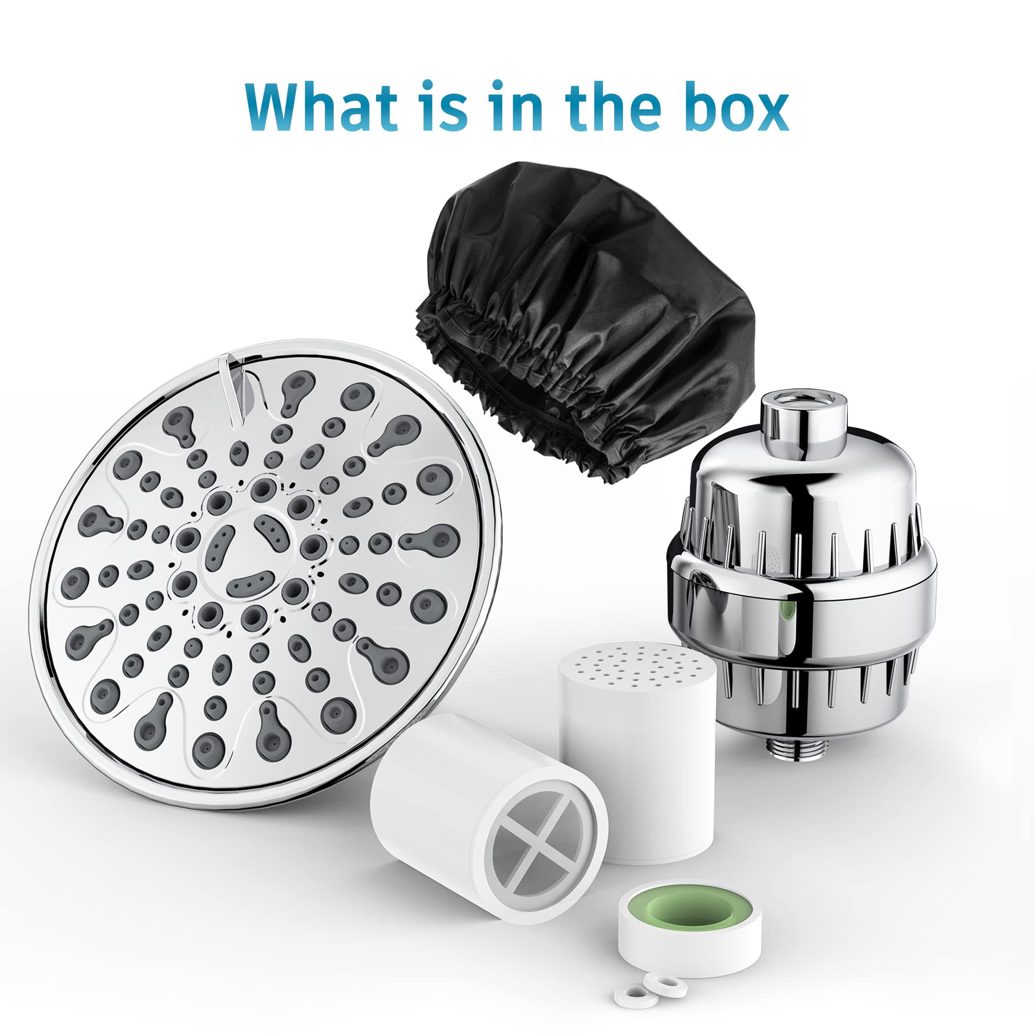 Filtered Shower Head with Water Softener Cartridges