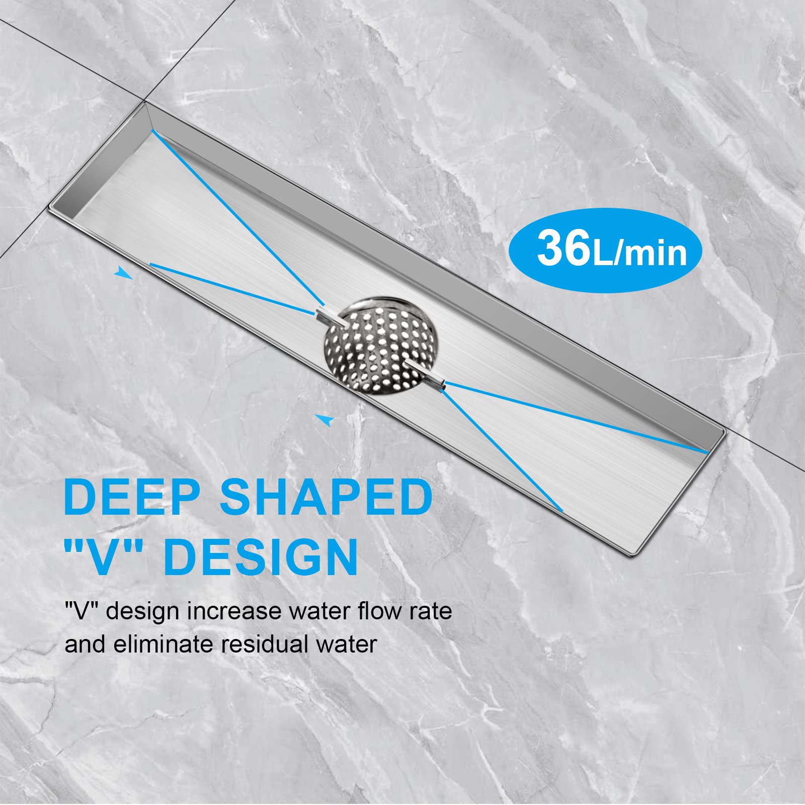 Square Shower Drain with Tile Insert Grate