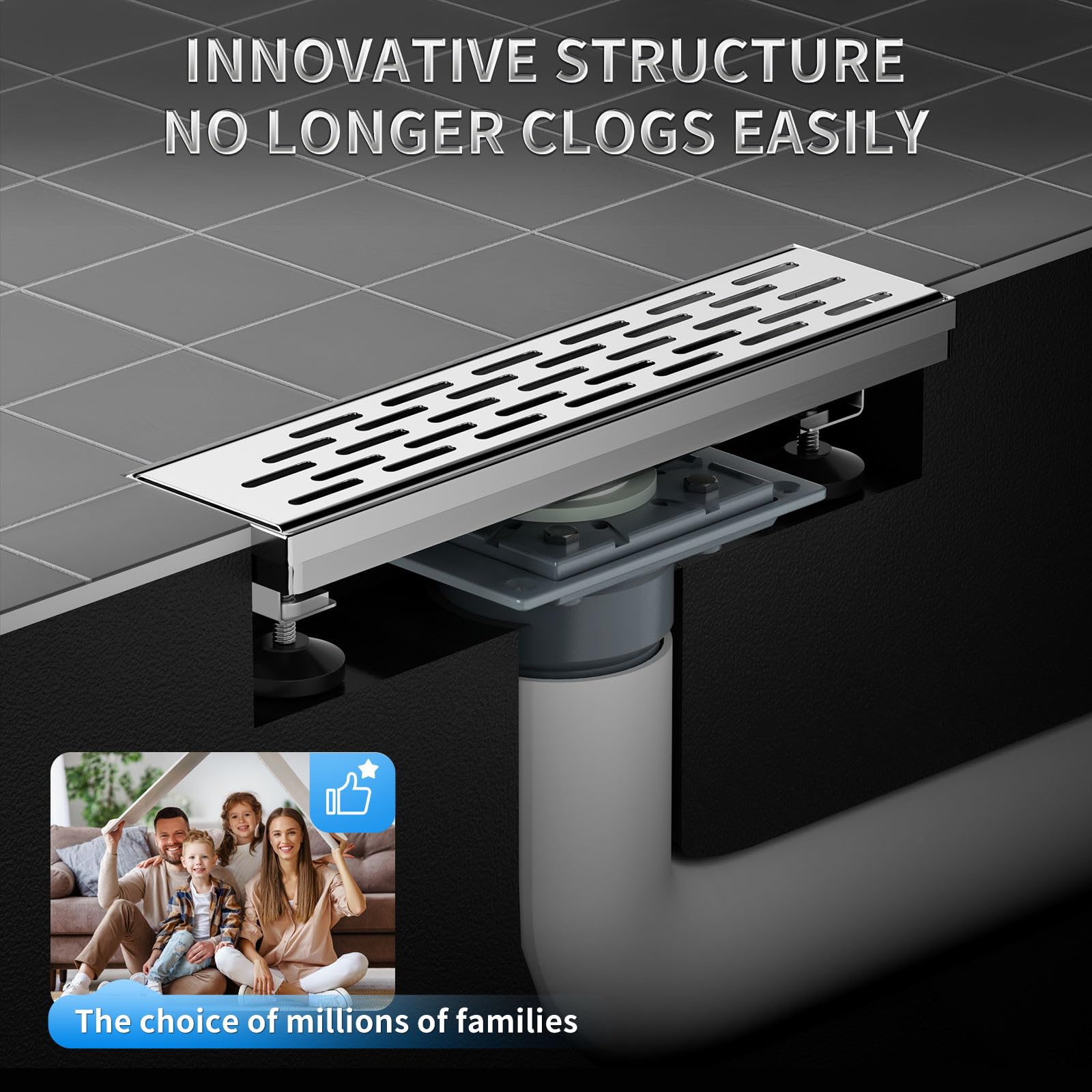 12 Inches Shower Drain with Removable Strainers,PVC Shower Drain Base for Bathroom Floor Drain,Brushed Nickel Stainless Finished