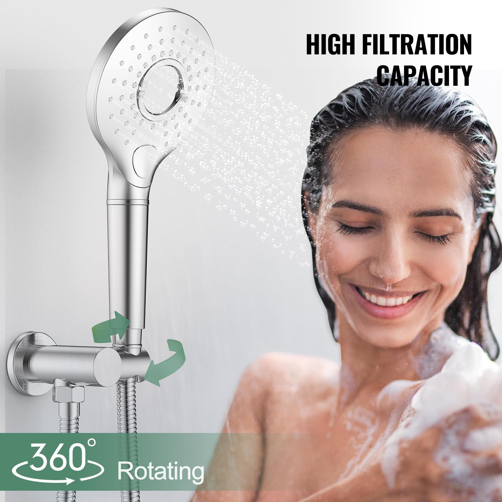 Filtered Shower Head with Water Softener Cartridges