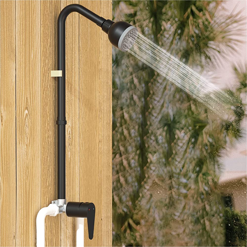 3-inch Outdoor Shower Kit with Chrome/Brushed/Black Electroplated Finish