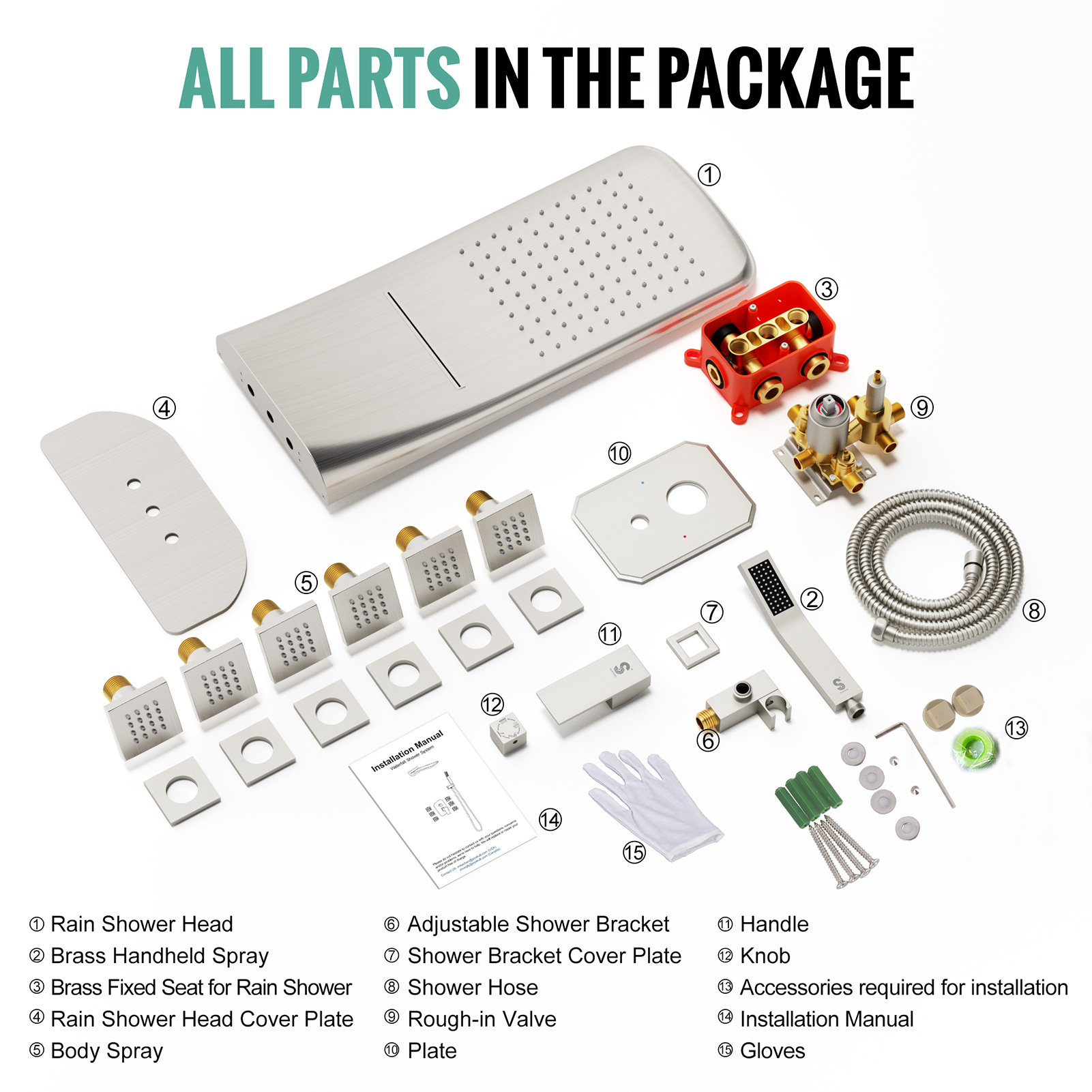 4-Function Side Spray Shower Kit (with Rain Shower Head)