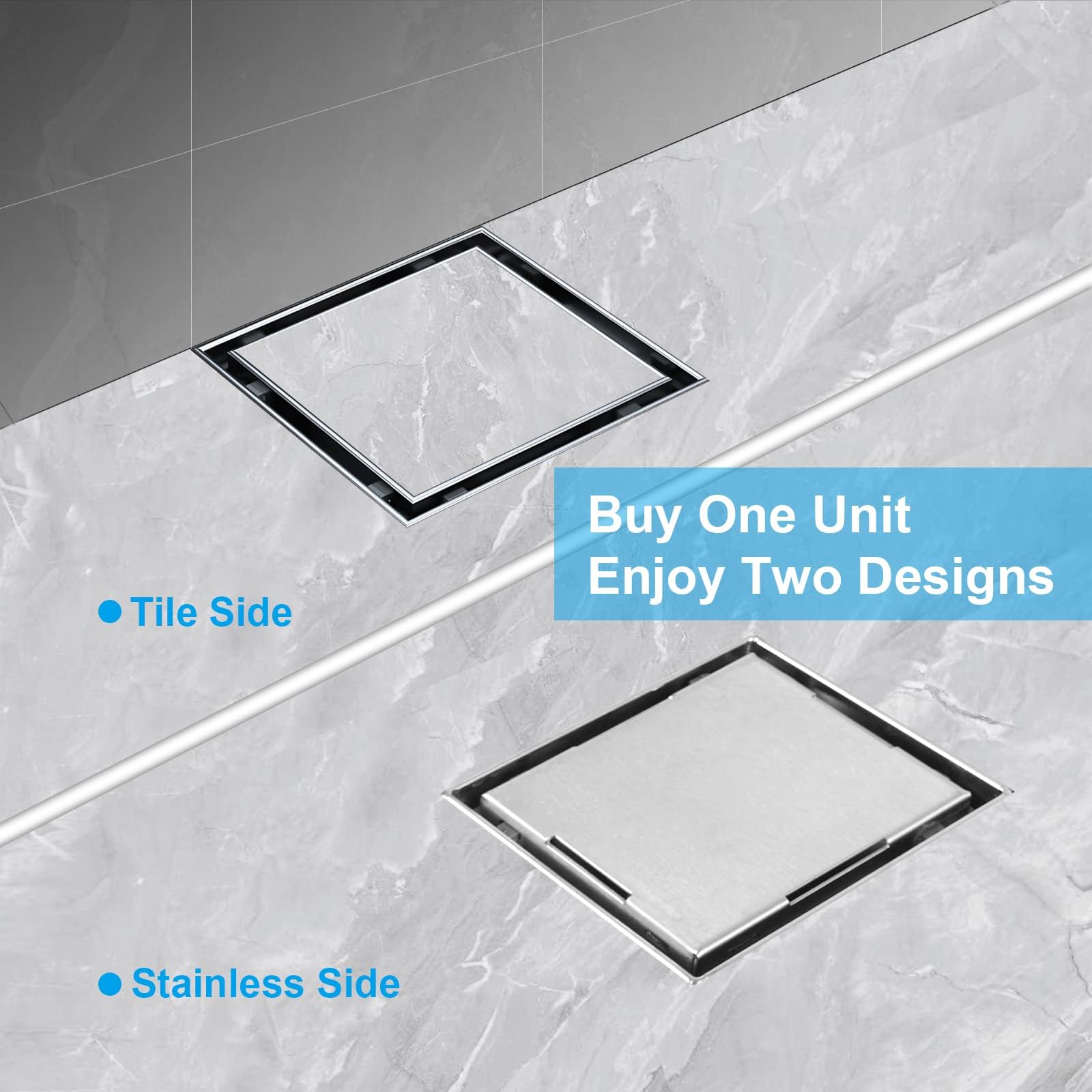 Square Shower Drain with Tile Insert Grate