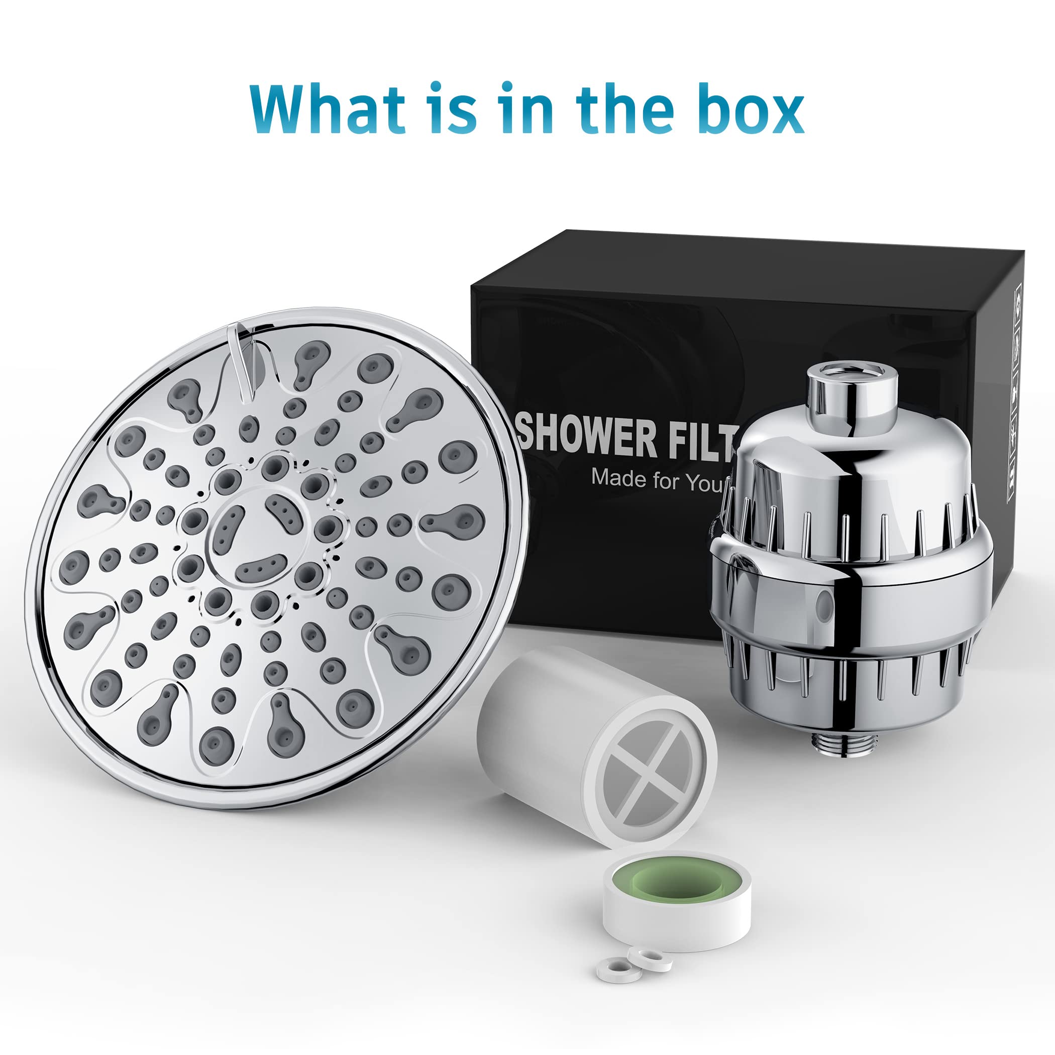 Filtered Shower Head with Water Softener Cartridges