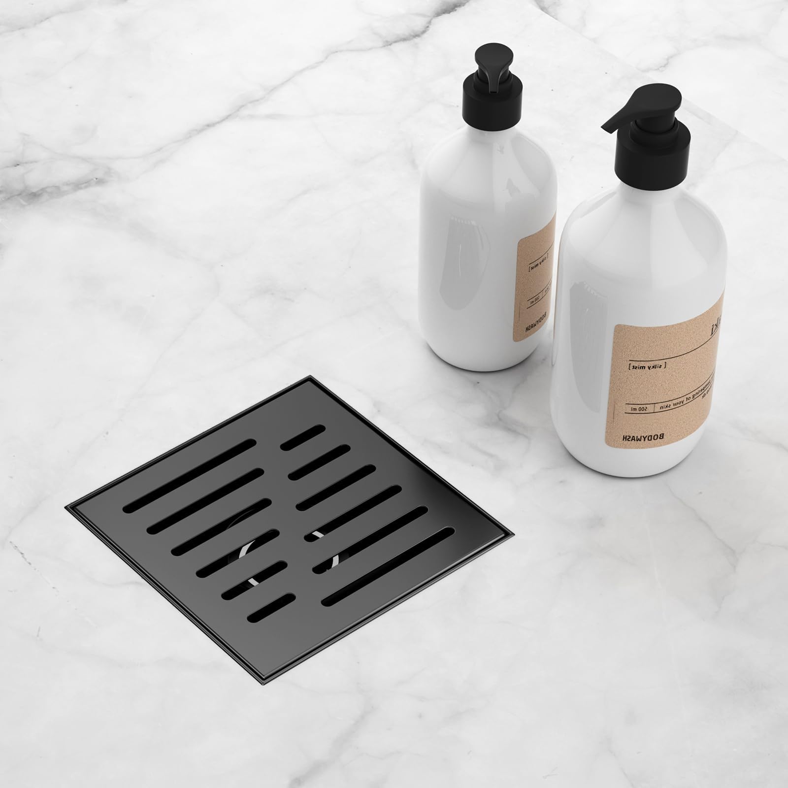 12 Inches Shower Drain with Removable Strainers,PVC Shower Drain Base for Bathroom Floor Drain,Brushed Nickel Stainless Finished