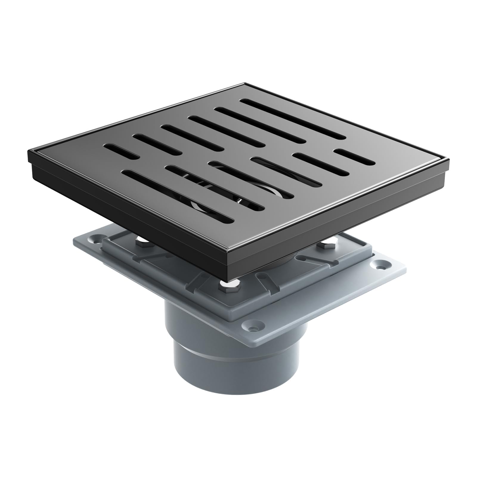 12 Inches Shower Drain with Removable Strainers,PVC Shower Drain Base for Bathroom Floor Drain,Brushed Nickel Stainless Finished