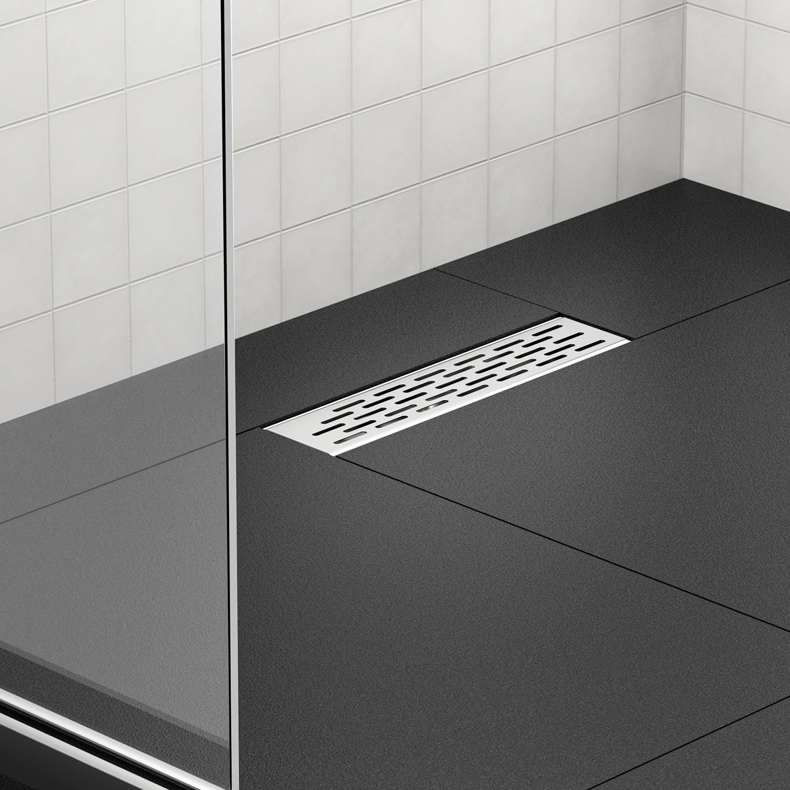 12 Inches Shower Drain with Removable Strainers,PVC Shower Drain Base for Bathroom Floor Drain,Brushed Nickel Stainless Finished