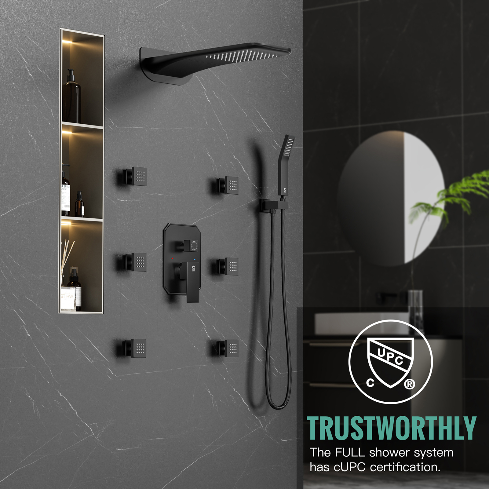 4-Function Side Spray Shower Kit (with Rain Shower Head)