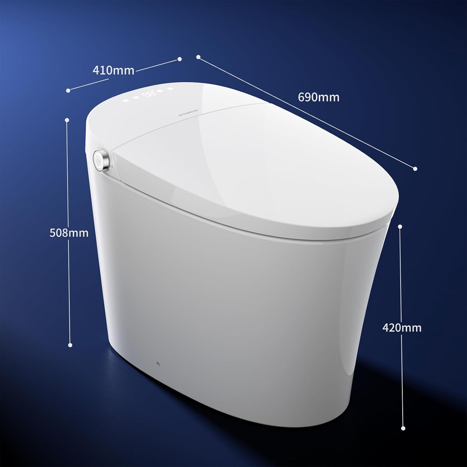 Smart Bidet Toilet with Tank Built-in, 1.27 GPF Dual Auto Flush, 1000 MaP, Auto Lip Open/Close