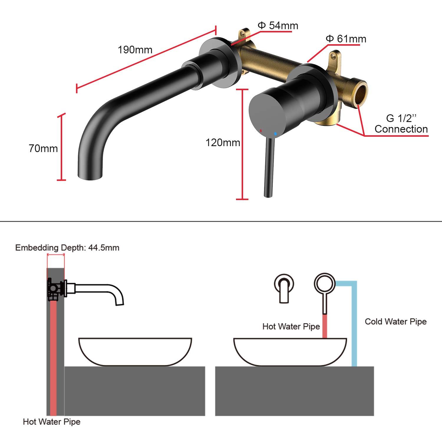 Round Wall Mounted Basin Faucet