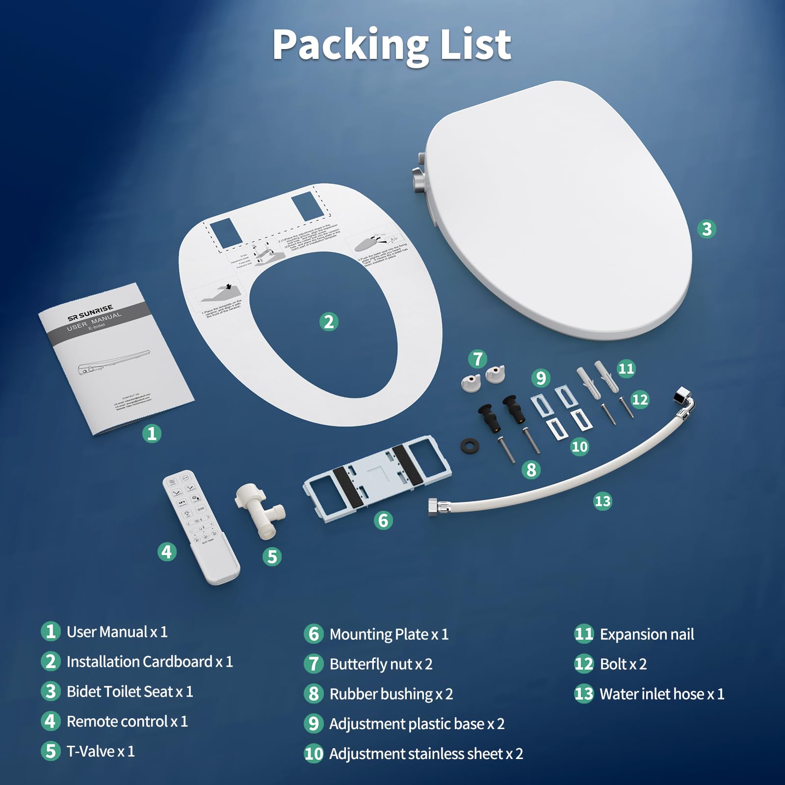 V-Shaped Smart Toilet Seat (TE001-116) - Bidet Function, Heated Seat & Auto Cleaning