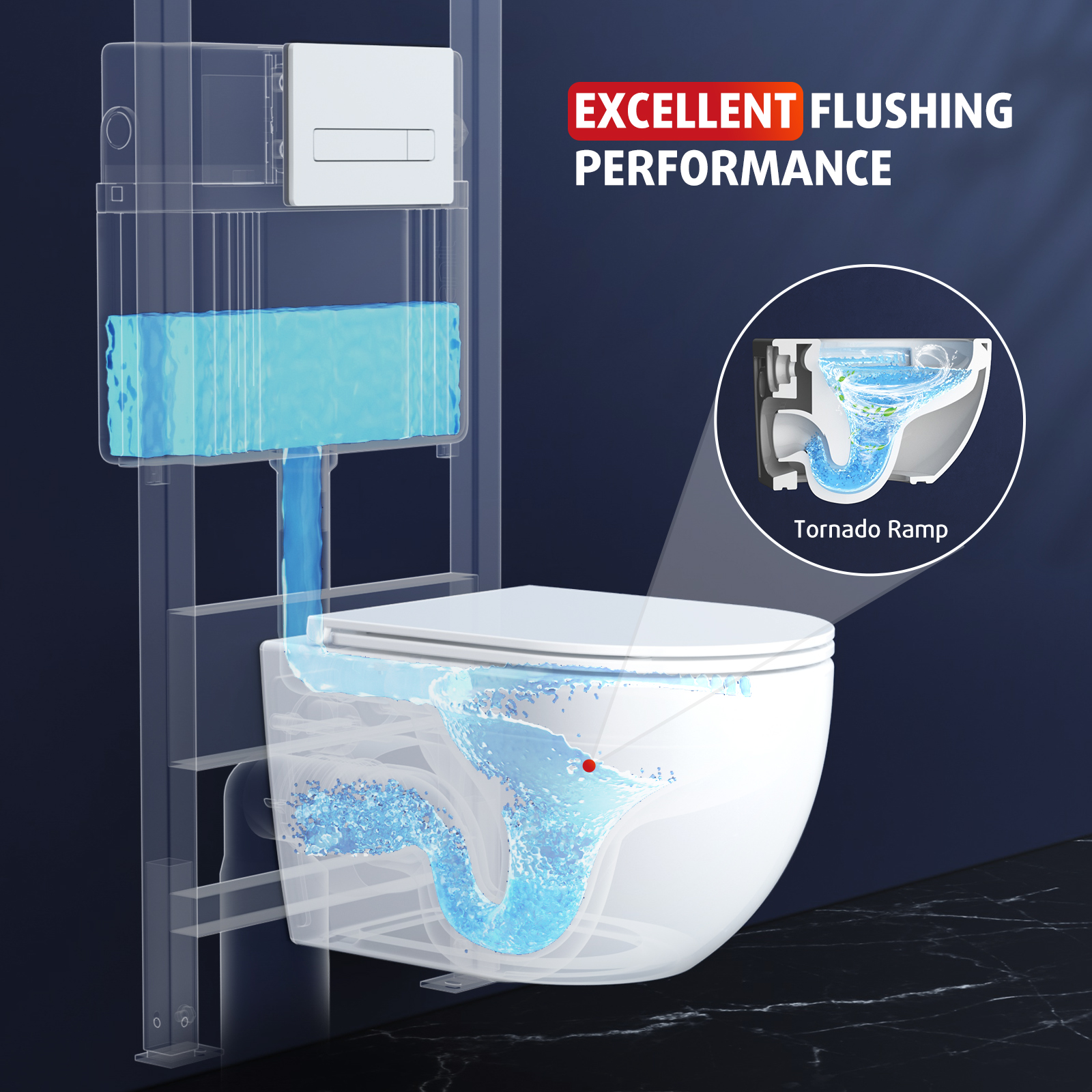 Single-hole Swirl-flush Wall-hung Toilet - D01 Series, Round-arc 49cm