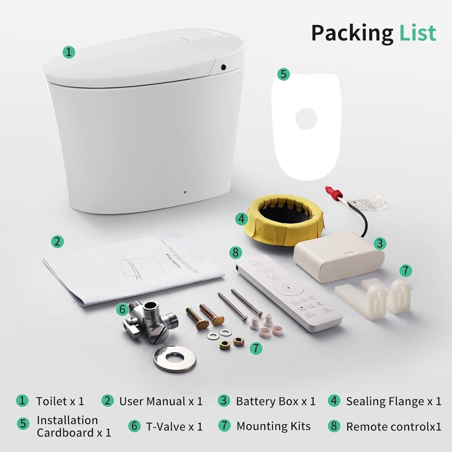 Smart Bidet Toilet with Tank Built-in, 1.27 GPF Dual Auto Flush, 1000 MaP, Auto Lip Open/Close