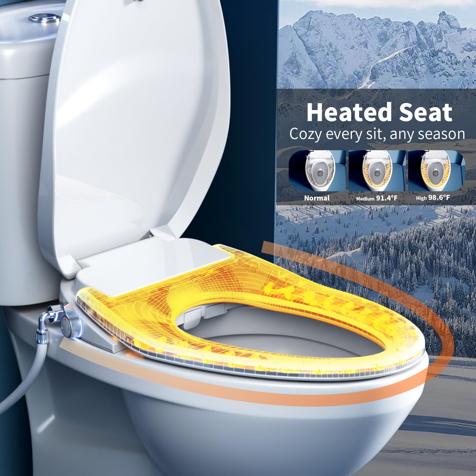 V-Shaped Smart Toilet Seat (TE001-116) - Bidet Function, Heated Seat & Auto Cleaning