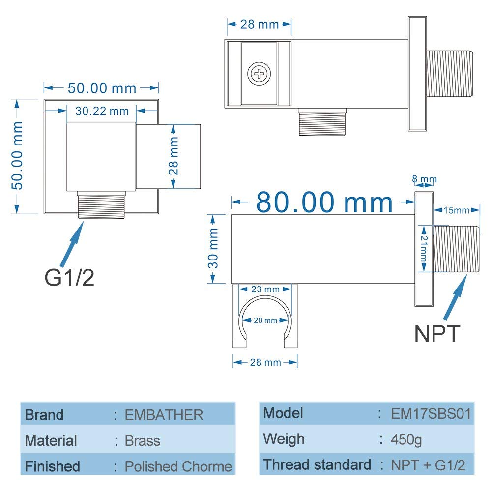 Square Shower Bracket Metal