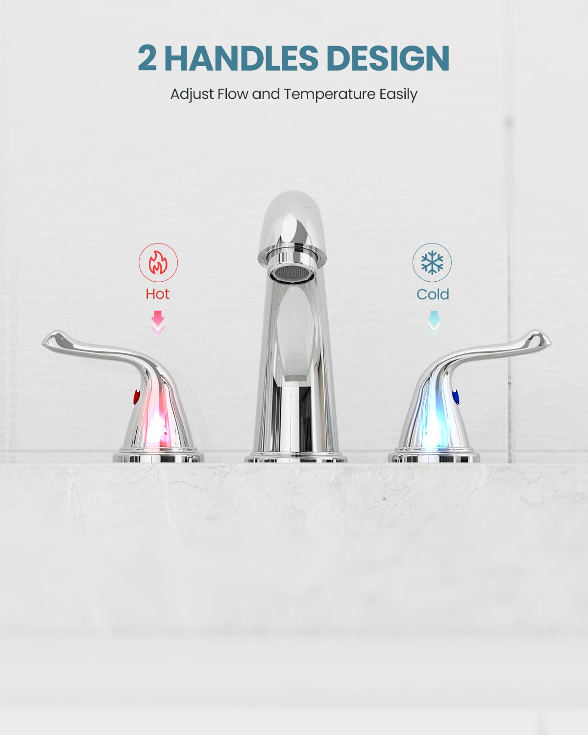 3-Hole 2-Handle RV Bathroom Sink Faucet w/Drain & Supply Lines