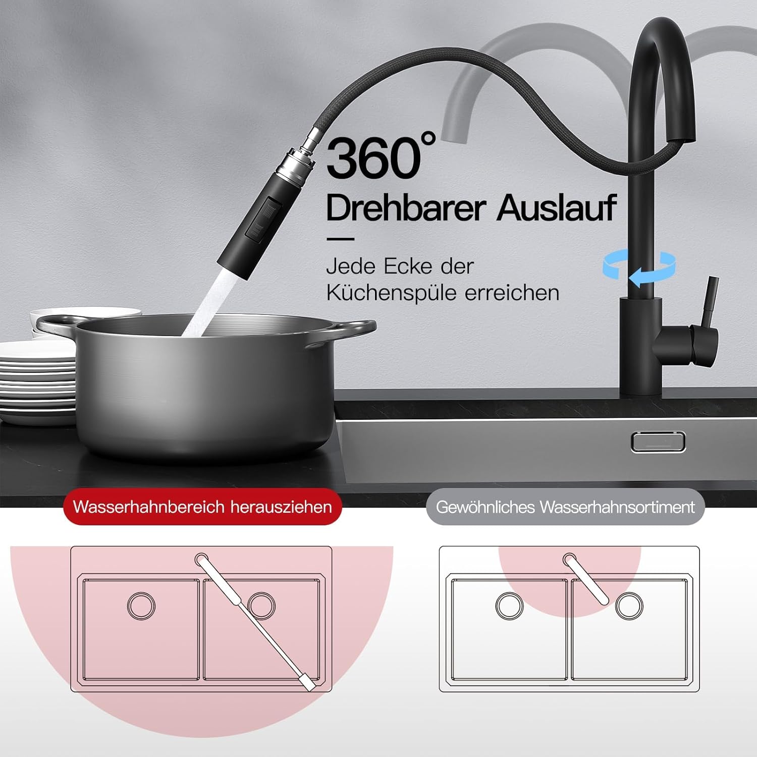 Kitchen Faucet with Extendable Sprayer