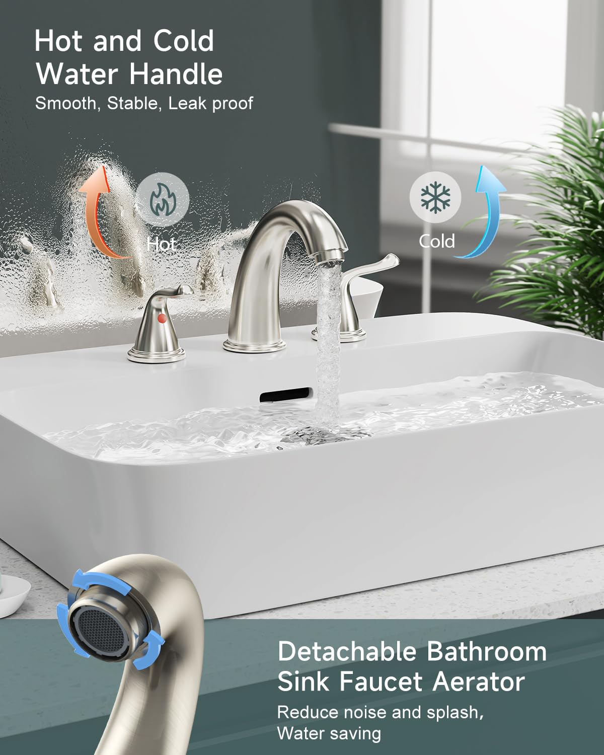 3-Hole 2-Handle RV Bathroom Sink Faucet w/Drain & Supply Lines