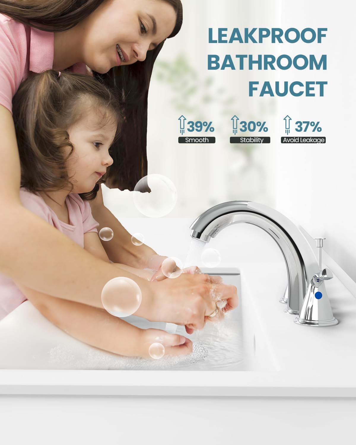 3-Hole 2-Handle RV Bathroom Sink Faucet w/Drain & Supply Lines