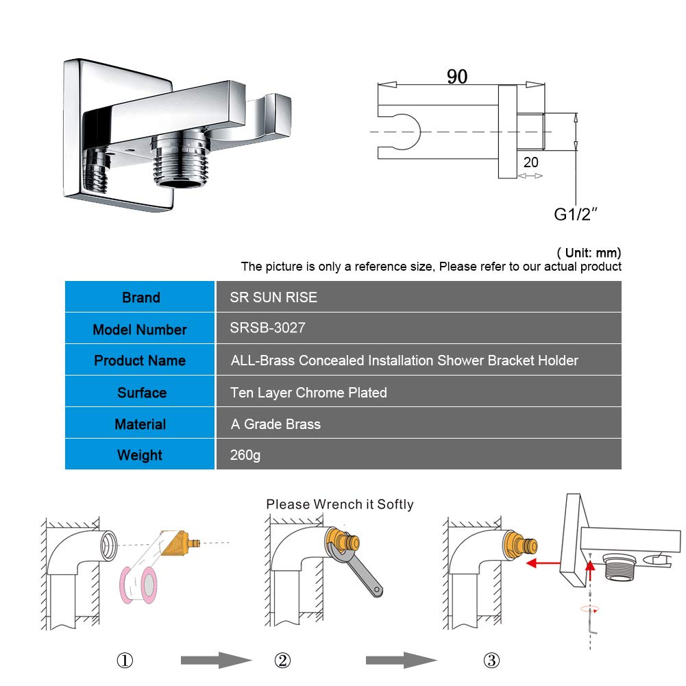 Brass Square Shower Head Holder
