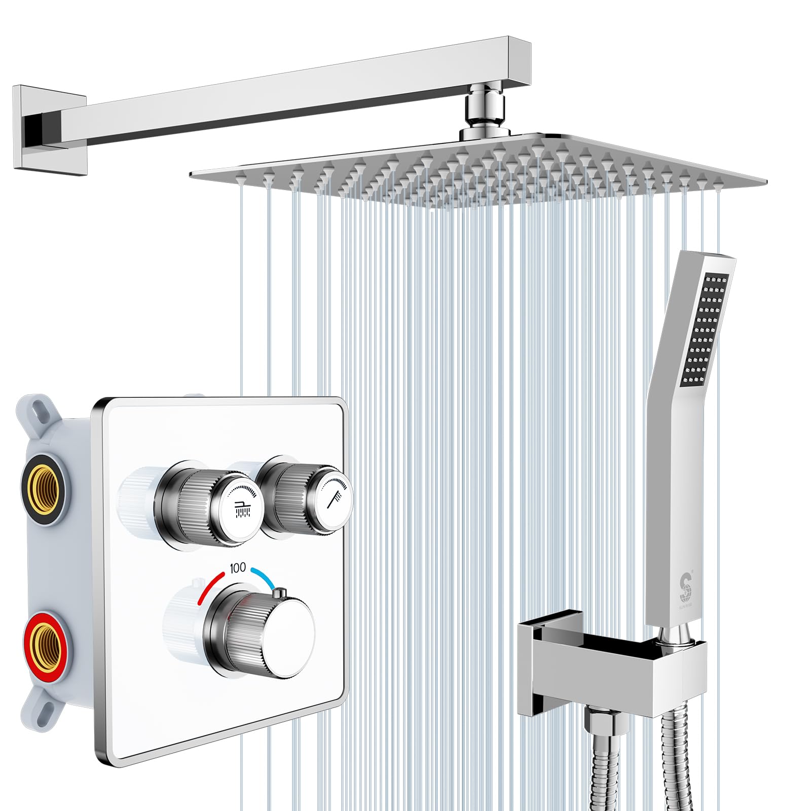 10-inch & 12-inch Wall Bar Dual-Function Shower Set (Thermostatic)