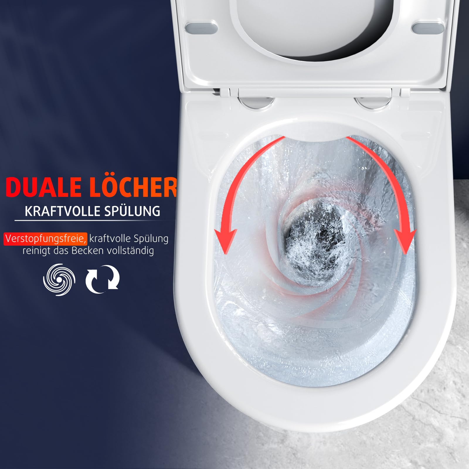Dual-hole Opposed Flush Wall-mounted Toilet - D02 Series, Straight-line 48cm