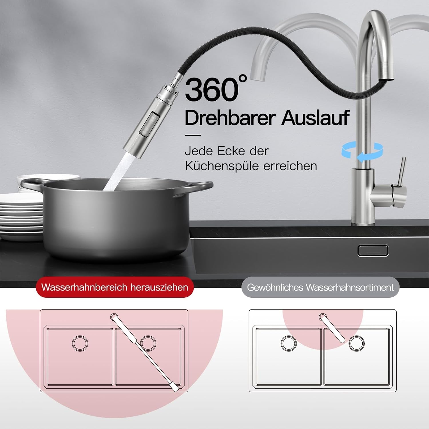 Kitchen Faucet with Extendable Sprayer