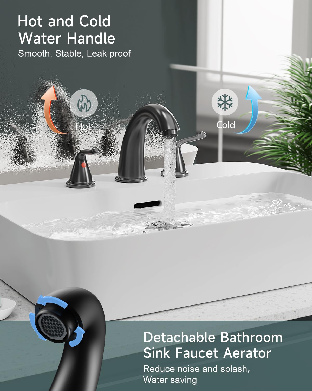 3-Hole 2-Handle RV Bathroom Sink Faucet w/Drain & Supply Lines