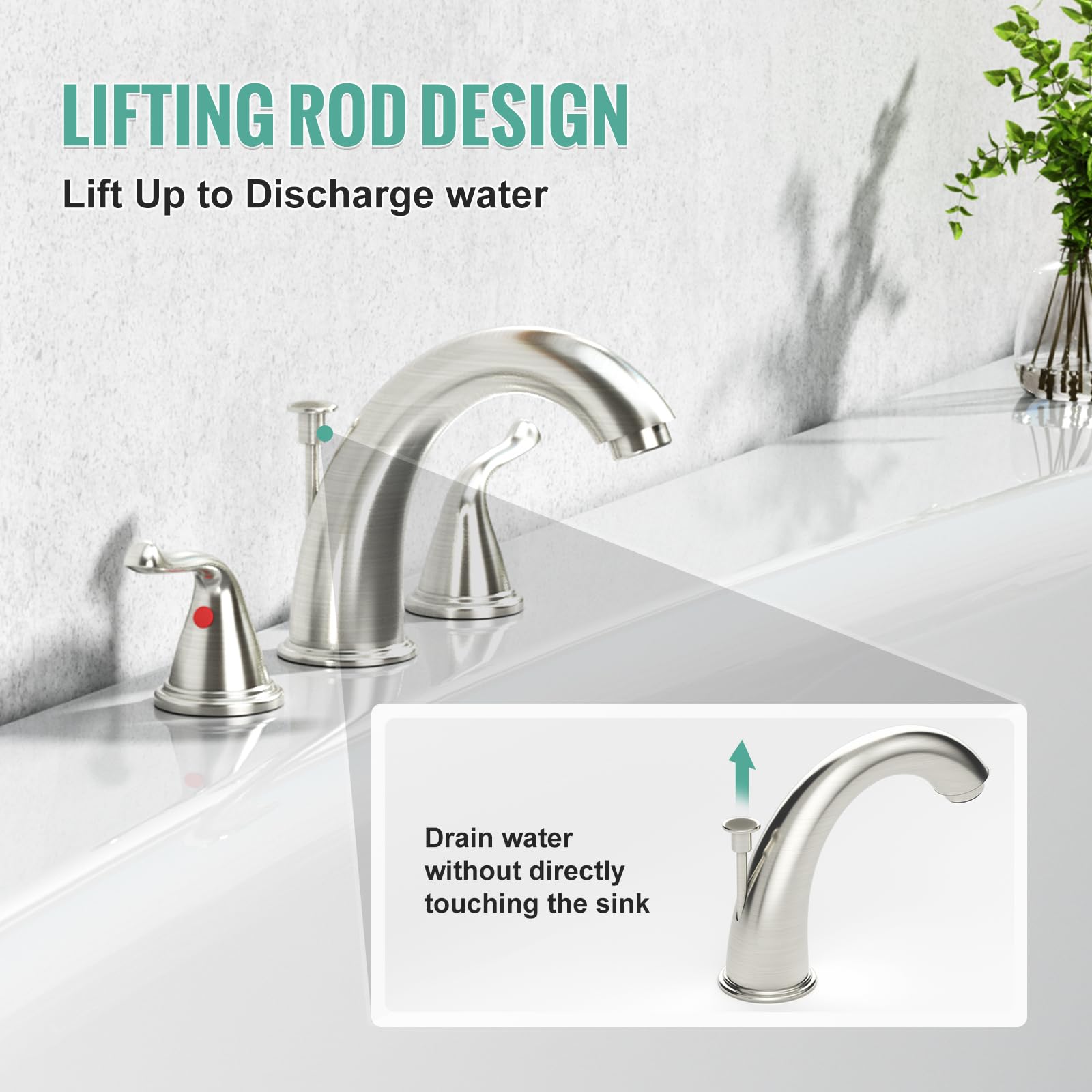 3-Hole 2-Handle RV Bathroom Sink Faucet w/Drain & Supply Lines