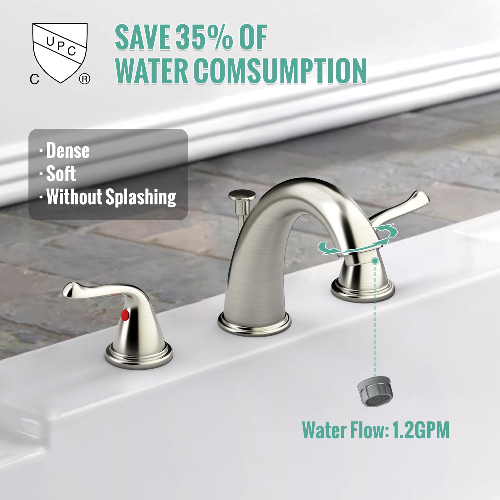 3-Hole 2-Handle RV Bathroom Sink Faucet w/Drain & Supply Lines