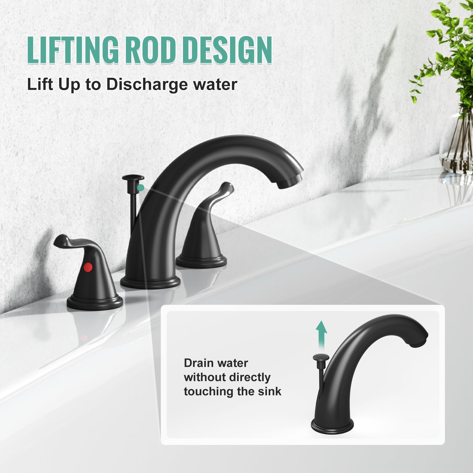 3-Hole 2-Handle RV Bathroom Sink Faucet w/Drain & Supply Lines