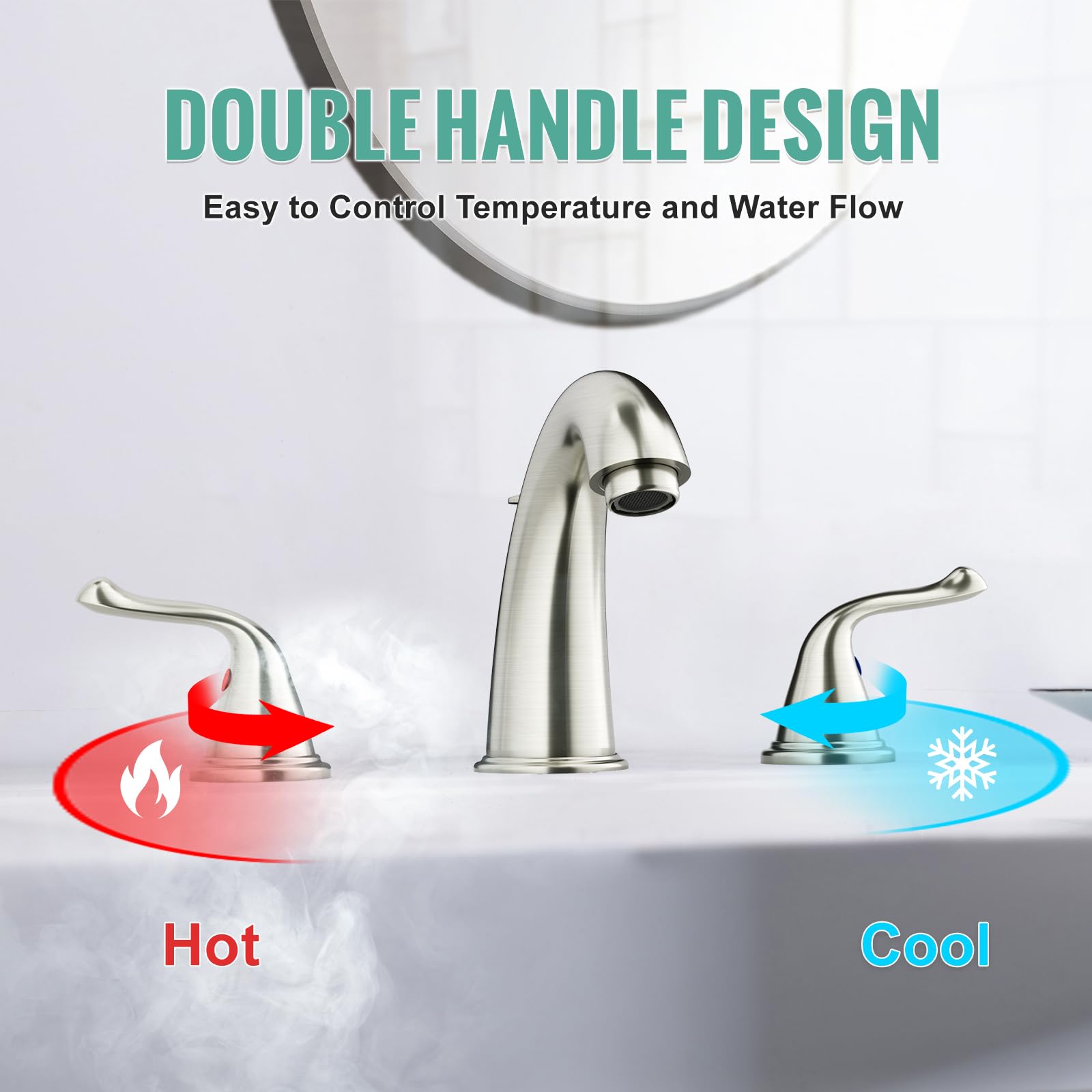 3-Hole 2-Handle RV Bathroom Sink Faucet w/Drain & Supply Lines