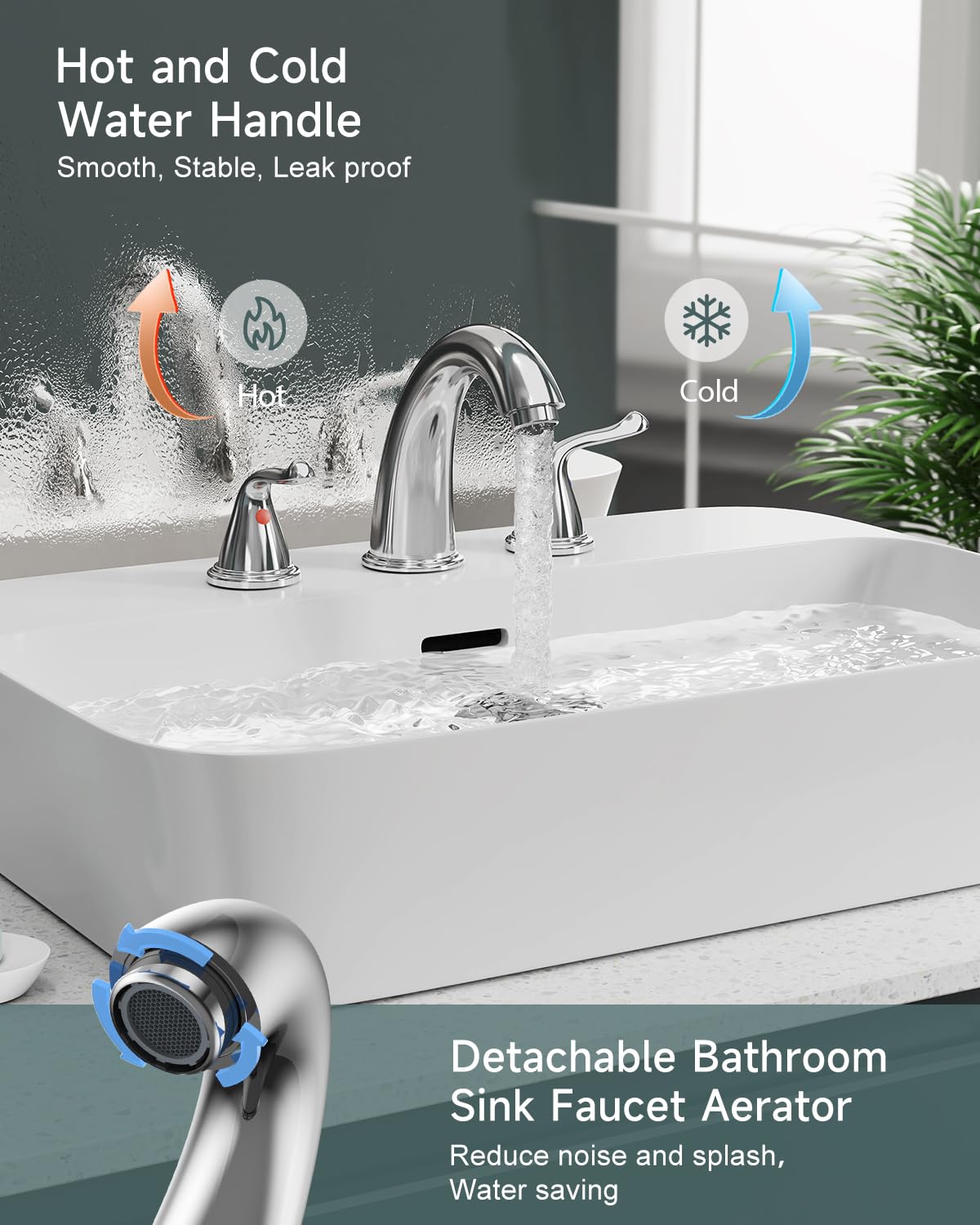 3-Hole 2-Handle RV Bathroom Sink Faucet w/Drain & Supply Lines