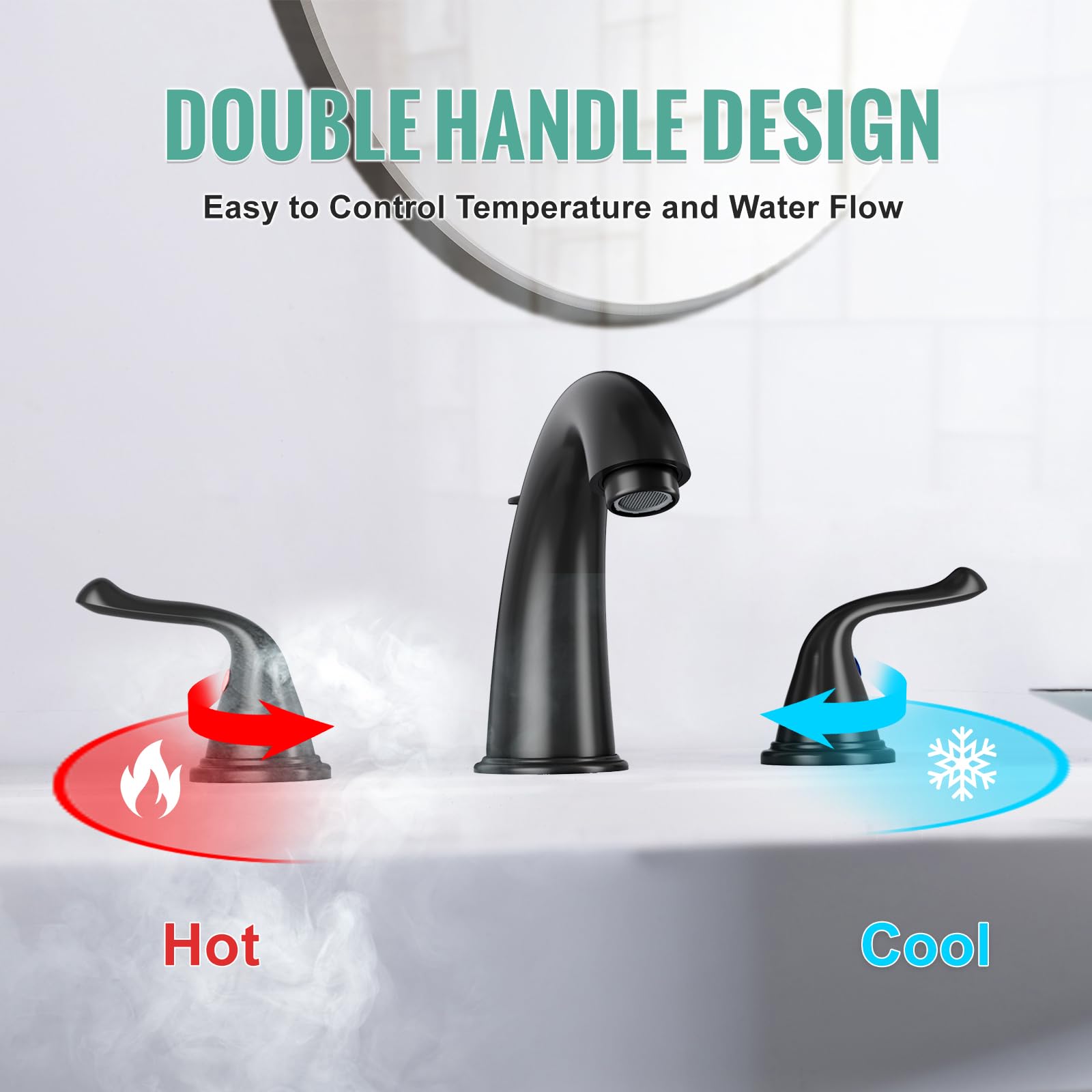 3-Hole 2-Handle RV Bathroom Sink Faucet w/Drain & Supply Lines