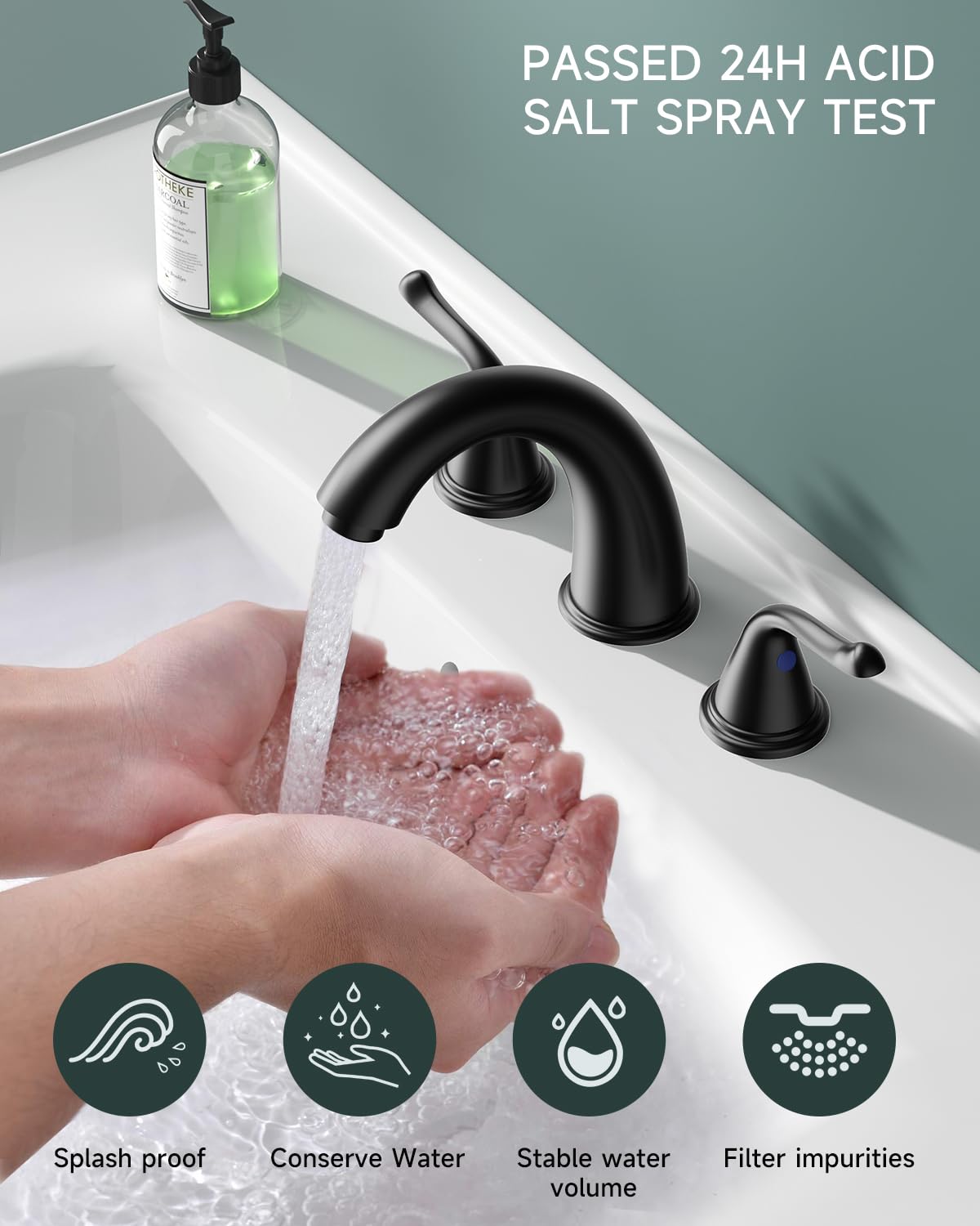 3-Hole 2-Handle RV Bathroom Sink Faucet w/Drain & Supply Lines