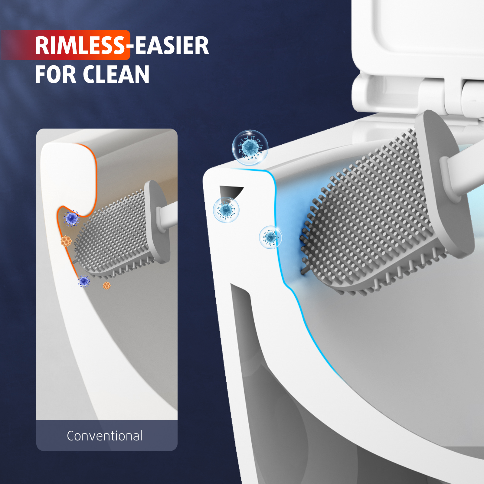 Single-hole Swirl-flush Wall-hung Toilet - D01 Series, Round-arc 49cm