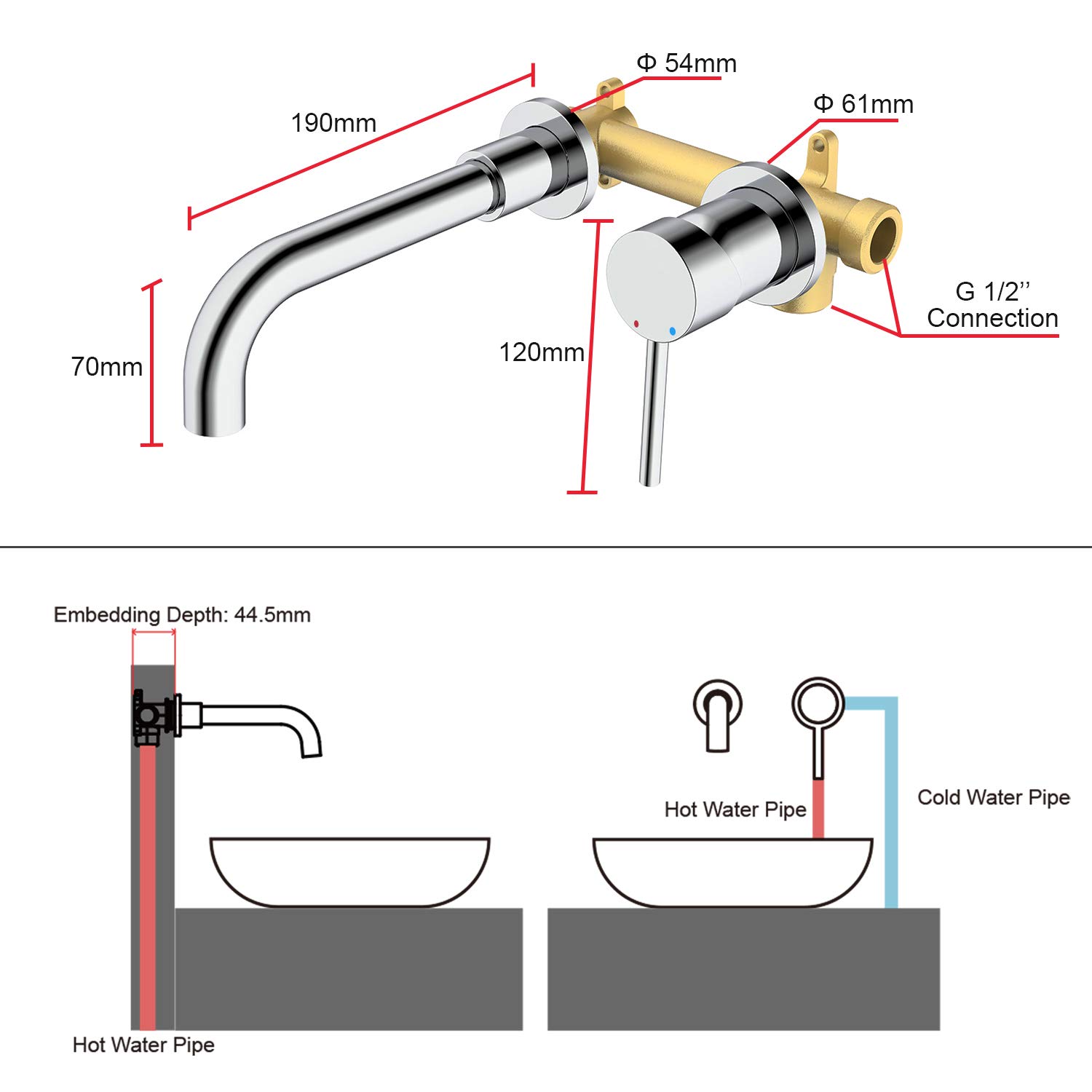 Round Wall Mounted Basin Faucet