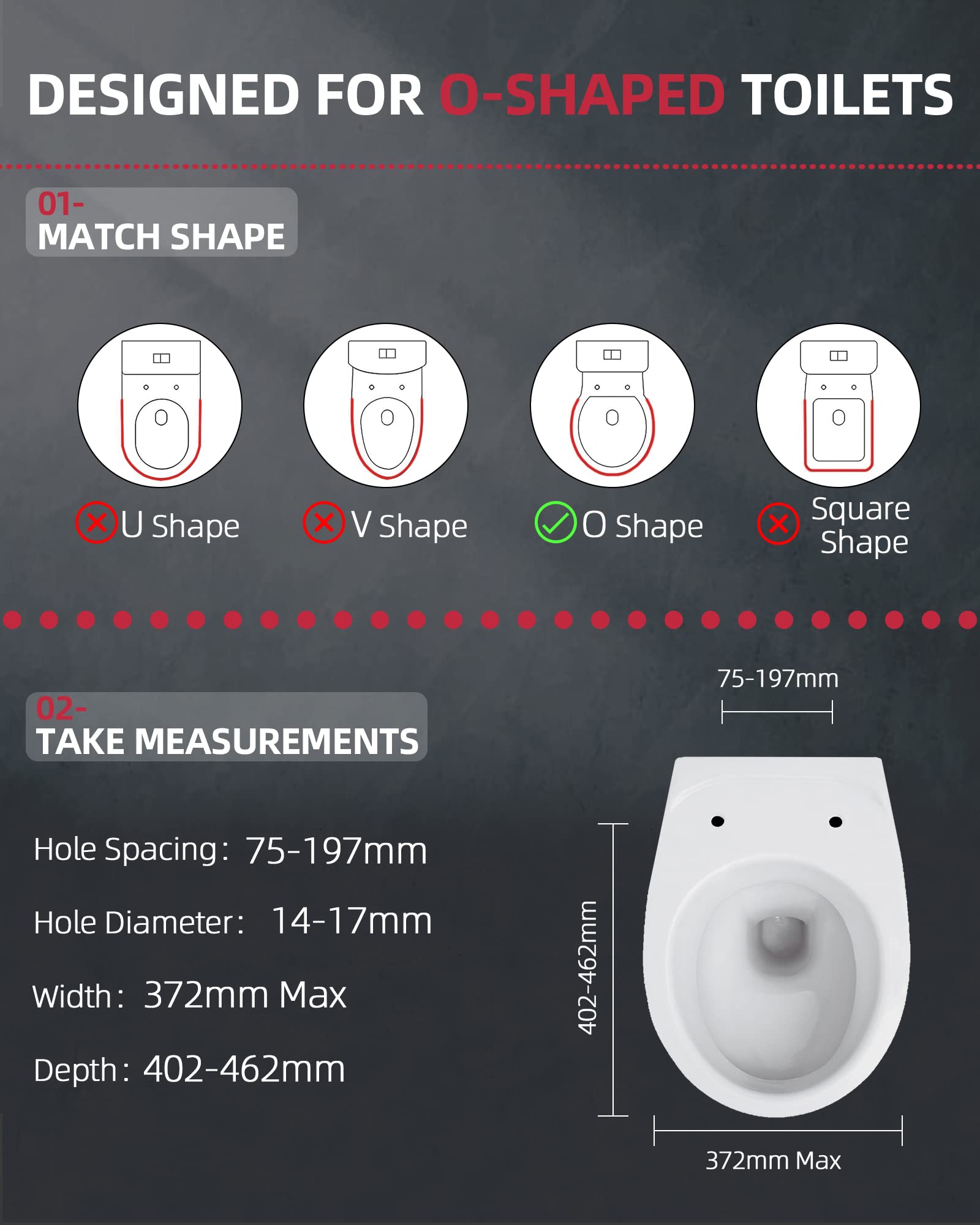 Round (O-Shape) PP Toilet Seat - U2004