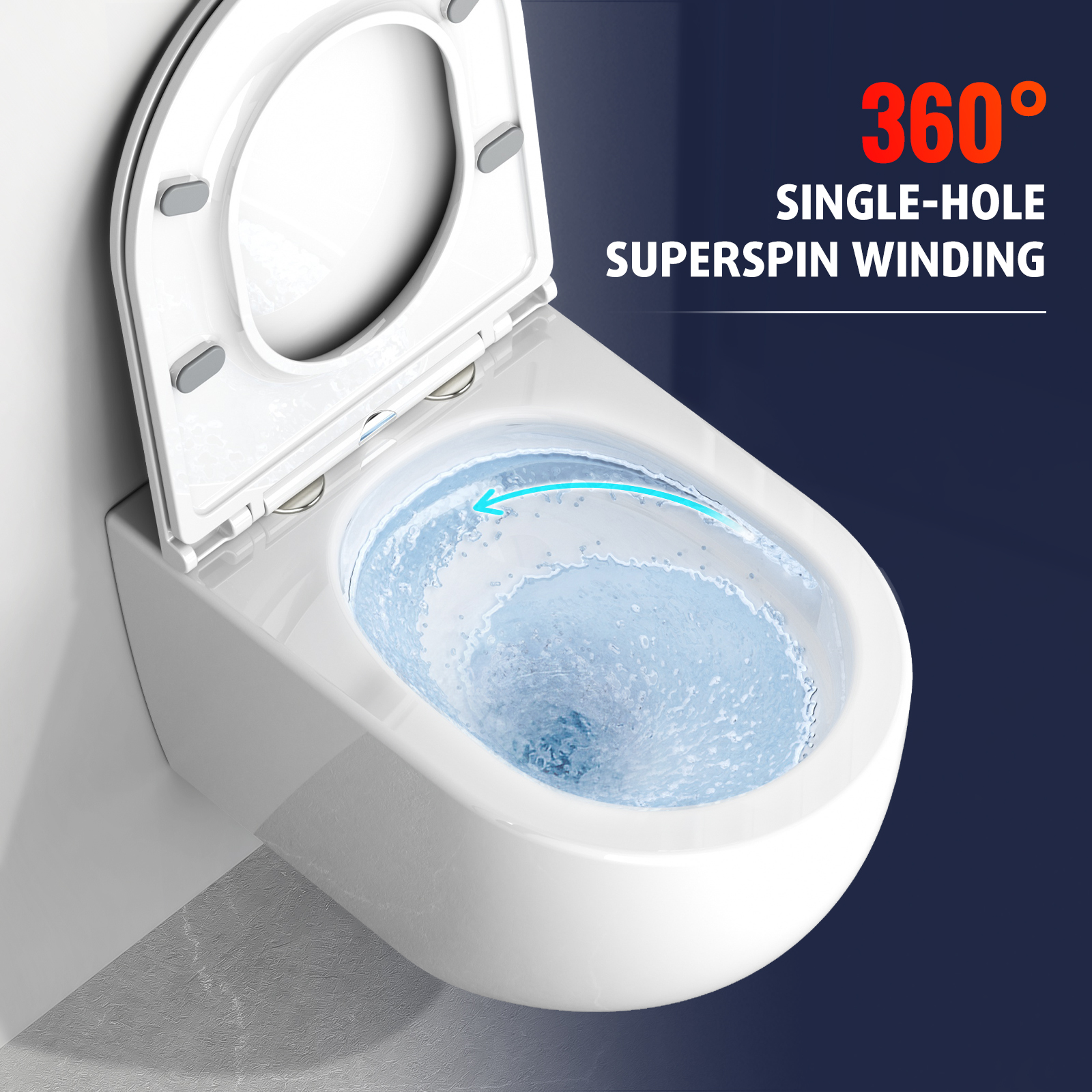 Single-hole Swirl-flush Wall-hung Toilet - D01 Series, Round-arc 49cm