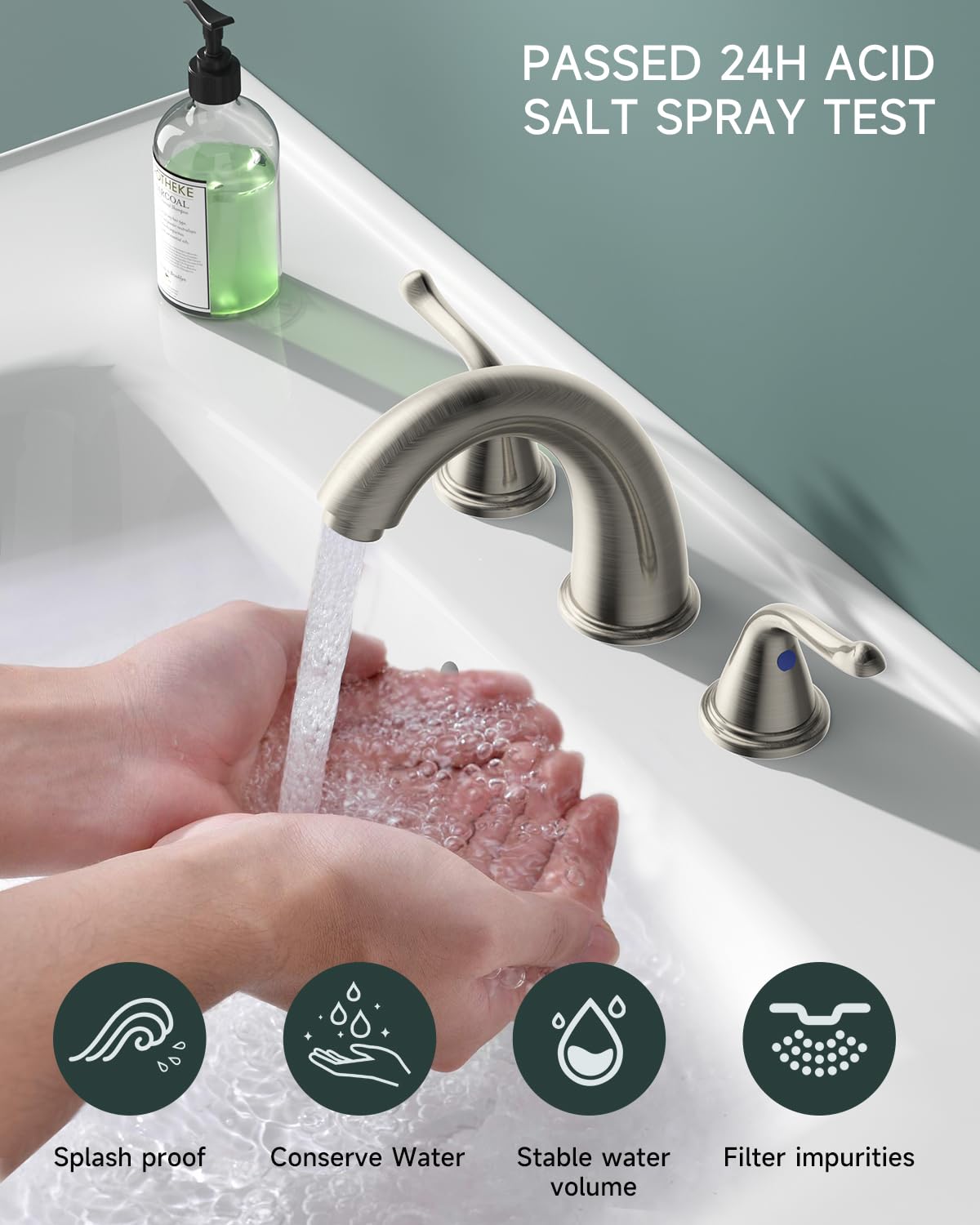 3-Hole 2-Handle RV Bathroom Sink Faucet w/Drain & Supply Lines