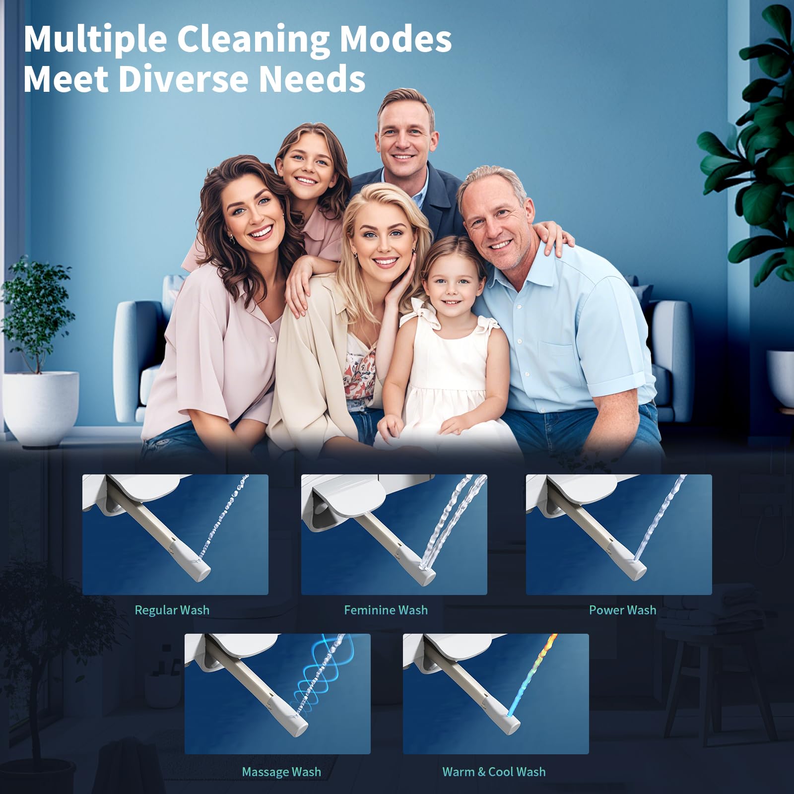 V-Shaped Smart Toilet Seat (TE001-116) - Bidet Function, Heated Seat & Auto Cleaning