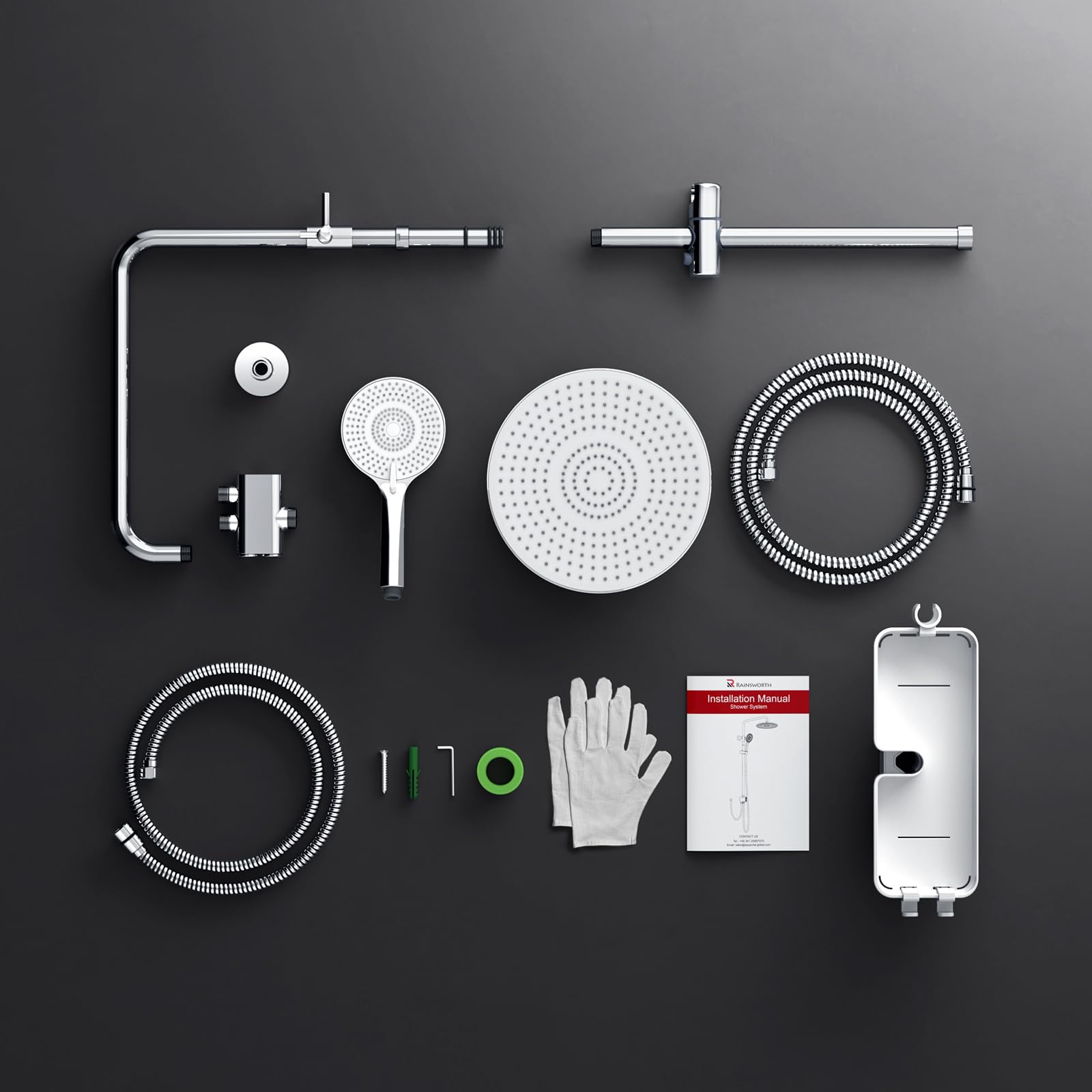 Shower Kit with Button Diverter with Shelf