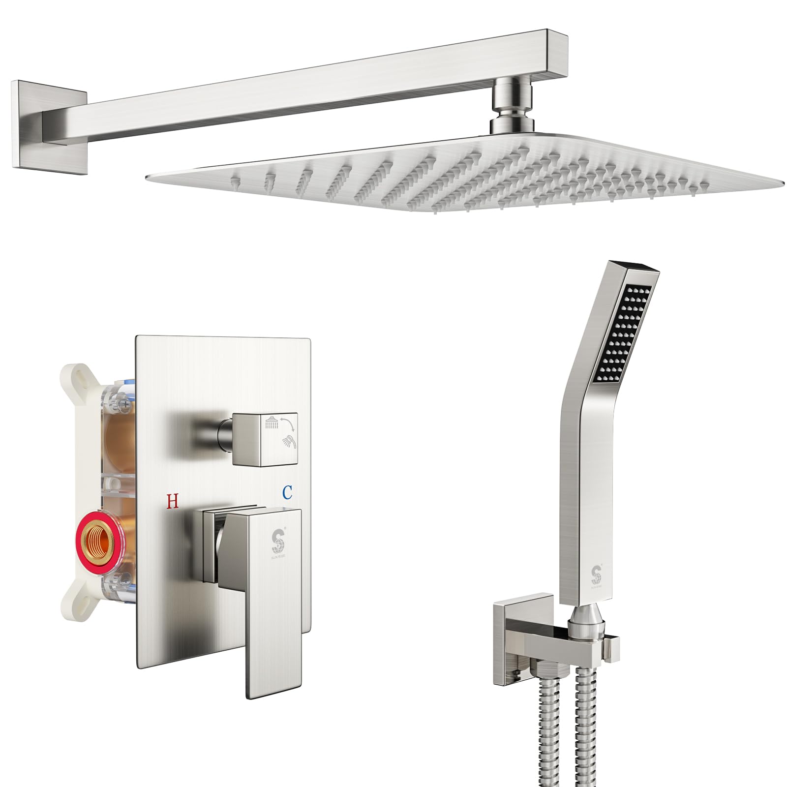 Wall-mounted Shower Arm Shower System(Square)