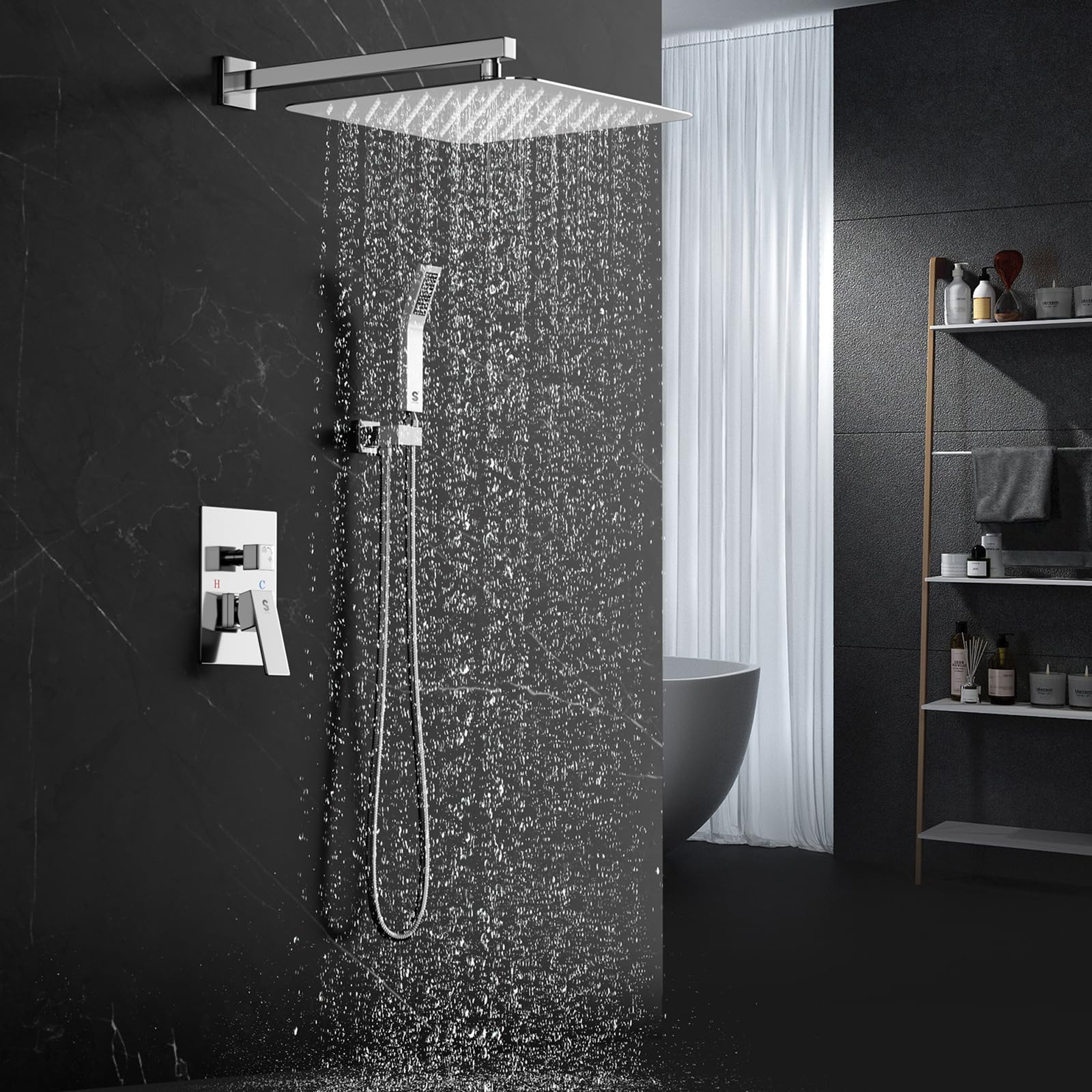 Wall-mounted Shower Arm Shower System(Square)