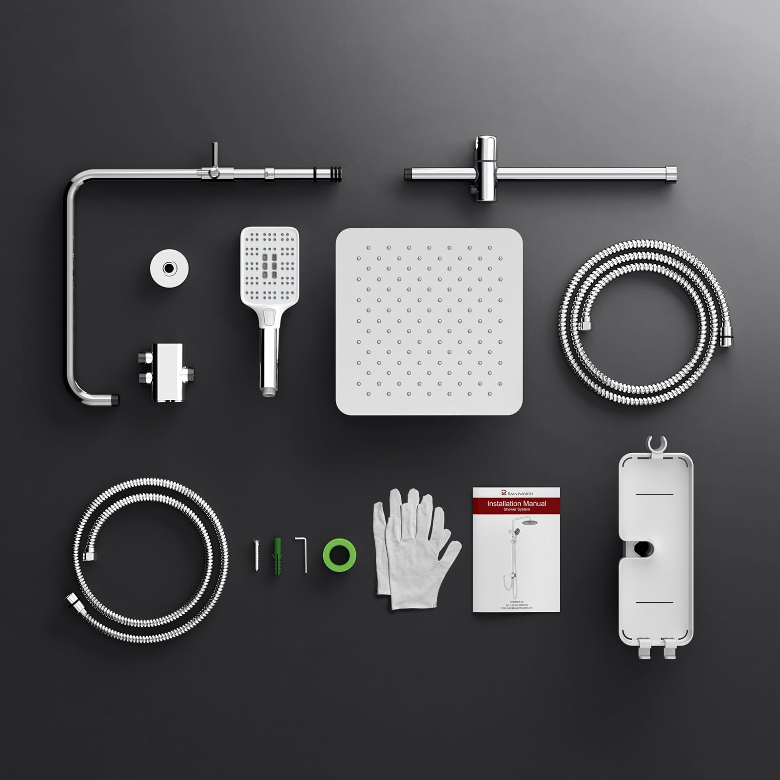 Shower Kit with Button Diverter with Shelf